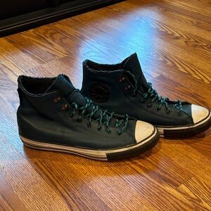 Converse Men's Black and Teal High-Top Sneakers